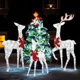 KUETH 3-Piece Outdoor Reindeer 5ft Christmas Decorations Yard, 3D Pre Lit Deer Family with 365 Led Lights, Holiday Lighted Reindeer for Outside Indoor Home Lawn Garden Patio with Stakes