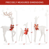 KUETH 3-Piece Outdoor Reindeer 5ft Christmas Decorations Yard, 3D Pre Lit Deer Family with 365 Led Lights, Holiday Lighted Reindeer for Outside Indoor Home Lawn Garden Patio with Stakes