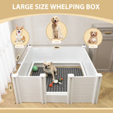 Masiis Whelping Box for Dogs, 48" X 48" Large Dog Whelping Bed Birthing Box Indoor Whelping Pen with Rails for Puppies