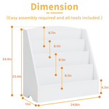 Masiis Kids Bookshelf 4-Tier Kids Bookcase for Rooms White Book Display Shelve Toddler Book Shelves for Classroom, Kids Bedroom, Nursery