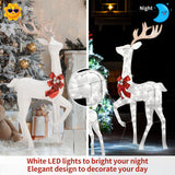 KUETH 3-Piece Outdoor Reindeer 5ft Christmas Decorations Yard, 3D Pre Lit Deer Family with 365 Led Lights, Holiday Lighted Reindeer for Outside Indoor Home Lawn Garden Patio with Stakes