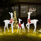 KUETH 3-Piece Outdoor Reindeer 5ft Christmas Decorations Yard, 3D Pre Lit Deer Family with 365 Led Lights, Holiday Lighted Reindeer for Outside Indoor Home Lawn Garden Patio with Stakes