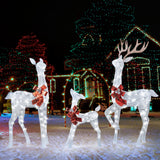 KUETH 3-Piece Outdoor Reindeer 5ft Christmas Decorations Yard, 3D Pre Lit Deer Family with 365 Led Lights, Holiday Lighted Reindeer for Outside Indoor Home Lawn Garden Patio with Stakes