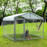 BEIMO Dog Kennel Outdoor with Roof for Large Dogs, Outside Dog Run Enclosure Heavy Duty Outdoor Fence Dog Cage Metal Mesh Kennel with Galvanized Steel Waterproof Cover (6.56'L X 6.56'W X 5.25'H)