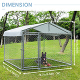 BEIMO Dog Kennel Outdoor with Roof for Large Dogs, Outside Dog Run Enclosure Heavy Duty Outdoor Fence Dog Cage Metal Mesh Kennel with Galvanized Steel Waterproof Cover (6.56'L X 6.56'W X 5.25'H)