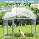 BEIMO Dog Kennel Outdoor with Roof for Large Dogs, Outside Dog Run Enclosure Heavy Duty Outdoor Fence Dog Cage Metal Mesh Kennel with Galvanized Steel Waterproof Cover (6.56'L X 6.56'W X 5.25'H)