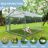 BEIMO Dog Kennel Outdoor with Roof for Large Dogs, Outside Dog Run Enclosure Heavy Duty Outdoor Fence Dog Cage Metal Mesh Kennel with Galvanized Steel Waterproof Cover (6.56'L X 6.56'W X 5.25'H)