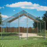 TOETOL Large Metal Chicken Coop, Walk in Poultry Cage Chicken Run with PE Cover