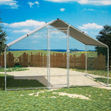 TOETOL Large Metal Chicken Coop, Walk in Poultry Cage Chicken Run with PE Cover