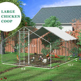 TOETOL Extra Large Metal Chicken Coop Walkin Poultry Cage Hen Run House Rabbits Habitat Cage Spire Shaped Coops