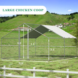 TOETOL Large Chicken Coop Walk-in Metal Poultry Cage House Rabbits Habitat Cage Spire Shaped Coop with Waterproof and Anti-Ultraviolet Cover for Outdoor Backyard Farm Use