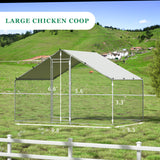 TOETOL Large Chicken Coop Walk-in Metal Poultry Cage House Rabbits Habitat Cage Spire Shaped Coop with Waterproof and Anti-Ultraviolet Cover for Outdoor Backyard Farm Use