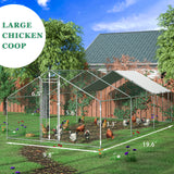 TOETOL Extra Large Metal Chicken Coop Walkin Poultry Cage Hen Run House Rabbits Habitat Cage Spire Shaped Coops