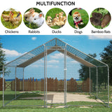 TOETOL Large Metal Chicken Coop, Walk in Poultry Cage Chicken Run with PE Cover