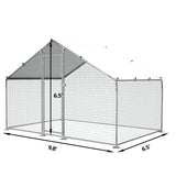 TOETOL Large Metal Chicken Coop, Walk in Poultry Cage Chicken Run with PE Cover