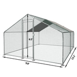 TOETOL Large Metal Chicken Coop, Walk in Poultry Cage Chicken Run with PE Cover