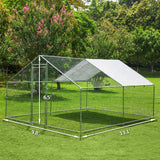 TOETOL Extra Large Metal Chicken Coop, Walkin Poultry Cage Hen Run House Rabbits Habitat Cage Spire Shaped Coops