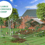 TOETOL Extra Large Metal Chicken Coop Walkin Poultry Cage Hen Run House Rabbits Habitat Cage Spire Shaped Coops