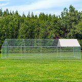 TOETOL Metal Chicken Coop with Run Walkin Poultry Habitat Supplies with Waterproof and Anti-Ultraviolet Cover for Backyard Farm Garden, Cage for Rabbits/Cats/Dogs