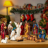 Nativity Sets for Christmas Indoor Set of 13 Pieces 11.8 Inches Resin Figurines Holiday Decorations Nativity Scene Tabletop Decor Religious Collection Gifts