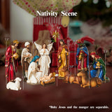 Nativity Sets for Christmas Indoor Set of 13 Pieces 11.8 Inches Resin Figurines Holiday Decorations Nativity Scene Tabletop Decor Religious Collection Gifts