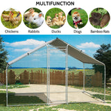 TOETOL Large Metal Chicken Coop, Walk in Poultry Cage Chicken Run with PE Cover