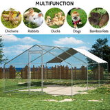 TOETOL Large Metal Chicken Coop, Walk in Poultry Cage Chicken Run with PE Cover