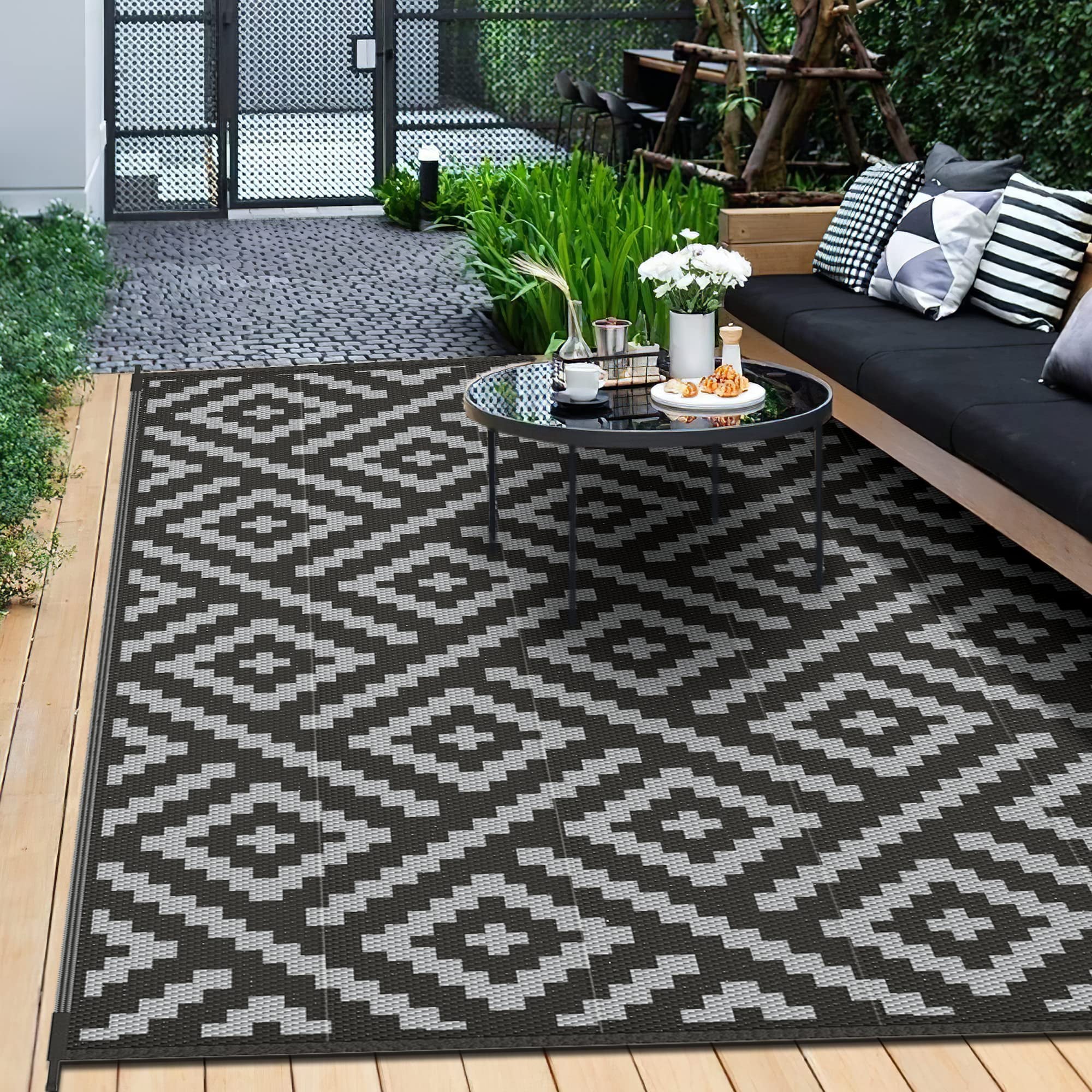 MCOW Outdoor Rug for Patio Clearance, Waterproof Mat,Reversible Plasti –  VINESSY