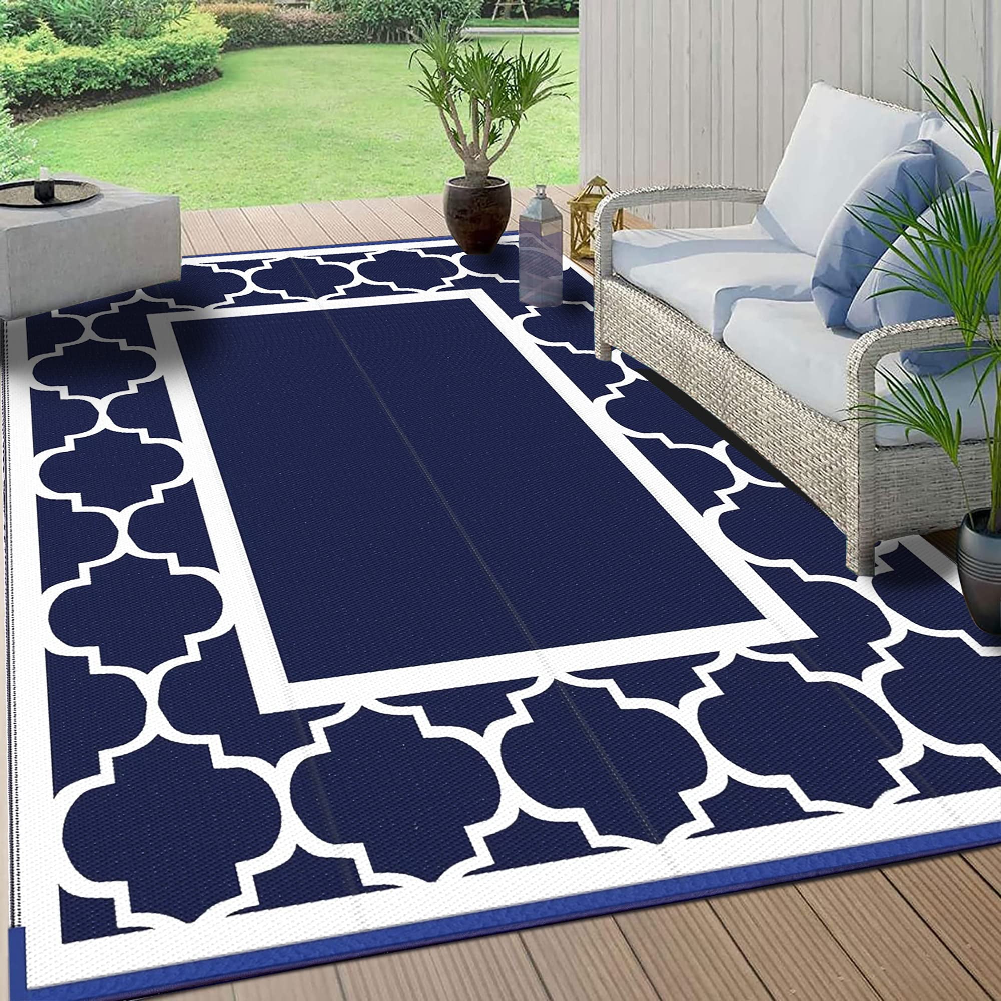 GENIMO Outdoor Rug 5' x 8' Waterproof for Patios Clearance, Reversible  Plastic Straw Camping Carpet, Large Area Rugs Mats for RV, Picnic,  Backyard