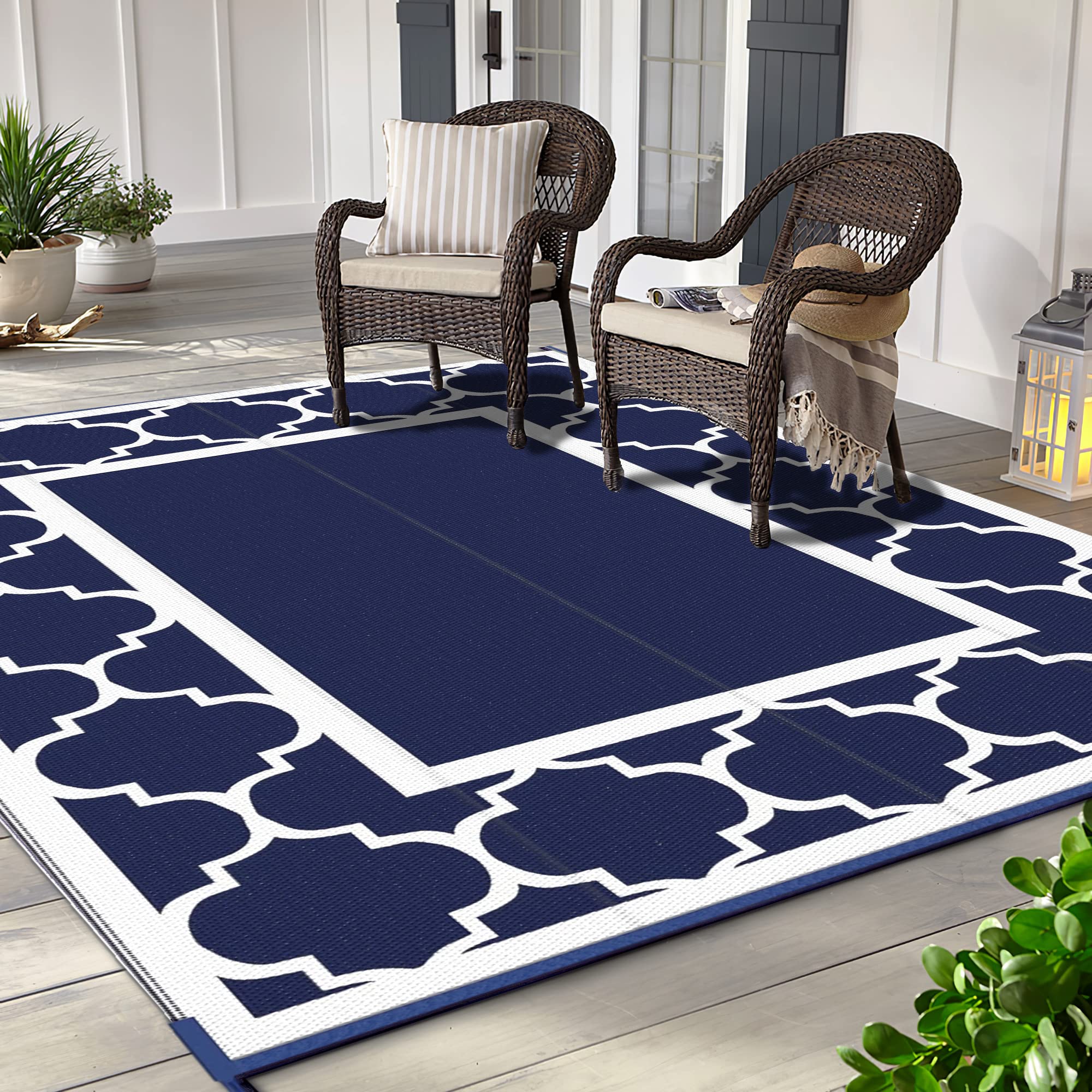 Reversible Outdoor Rug For Patio Plastic Straw Carpet Area Floor Mat RV  Camping